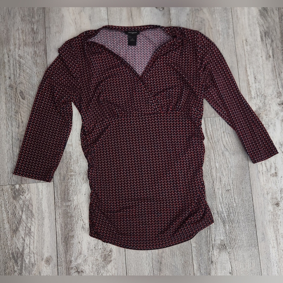 Ann Taylor Tops - Ann Taylor Maroon Stretch Knit Surplice Blouse